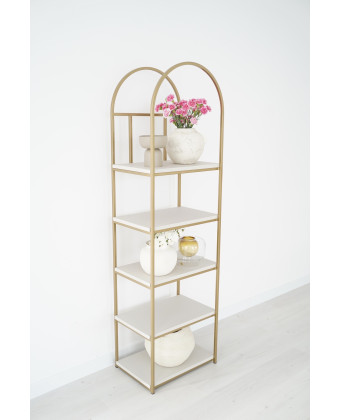 Złoty regał z kaszmirowymi półkami - SYNTHIA
