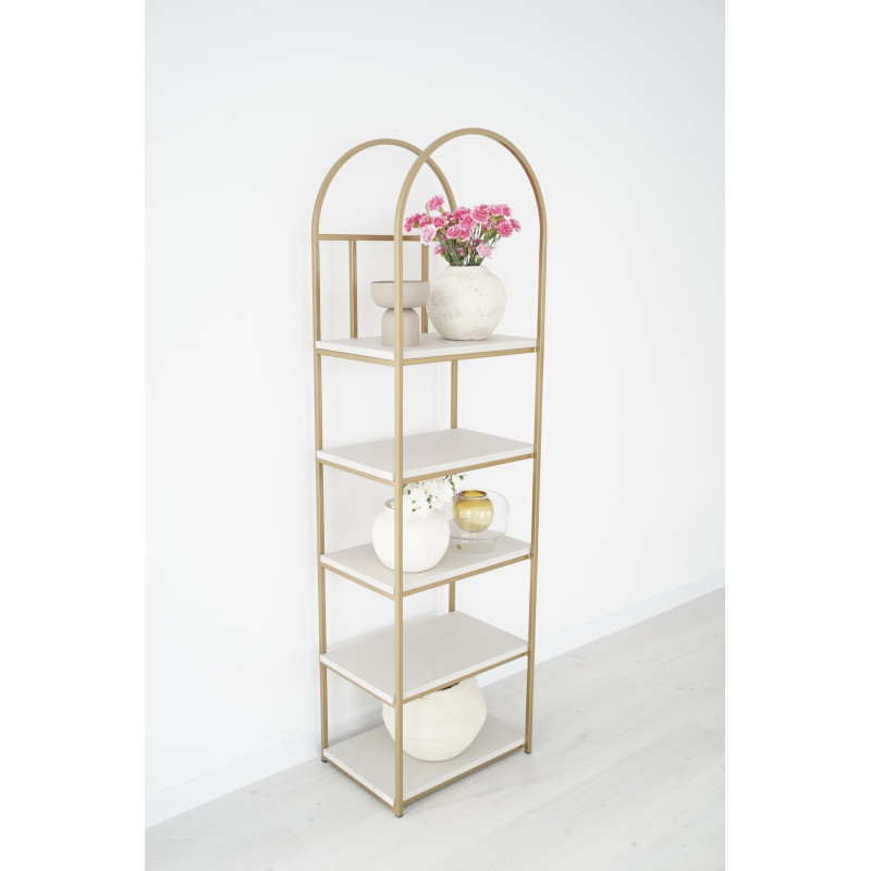 Złoty regał z kaszmirowymi półkami - SYNTHIA