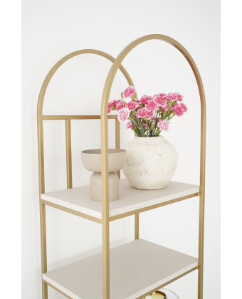 Złoty regał z kaszmirowymi półkami - SYNTHIA