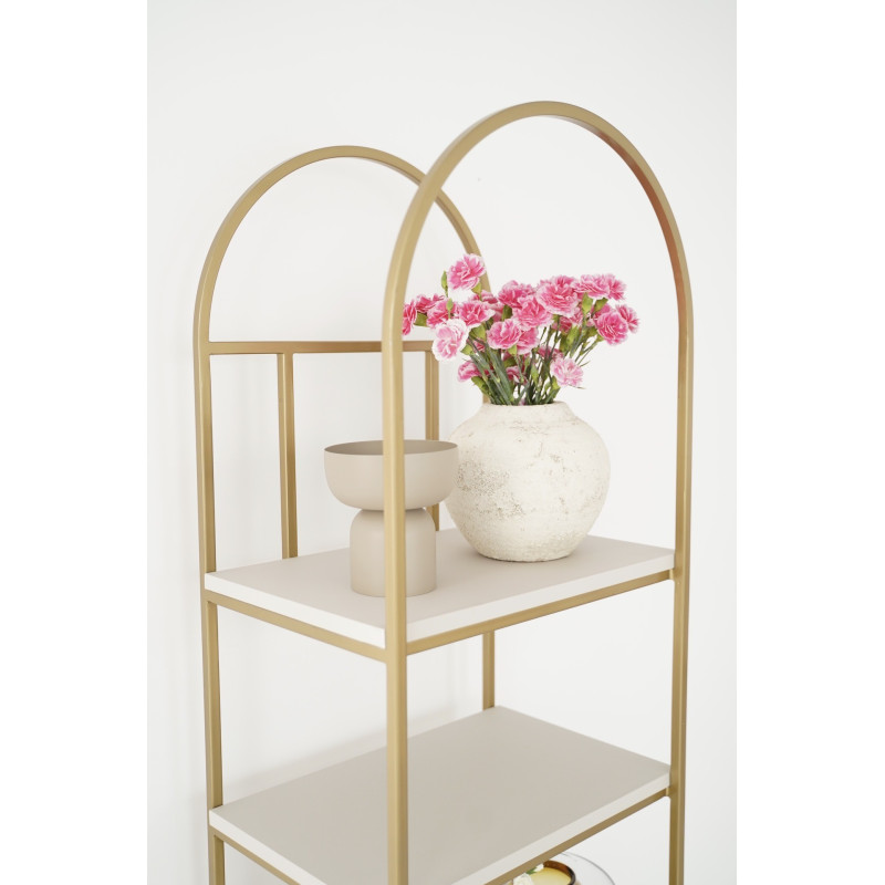 Złoty regał z kaszmirowymi półkami - SYNTHIA