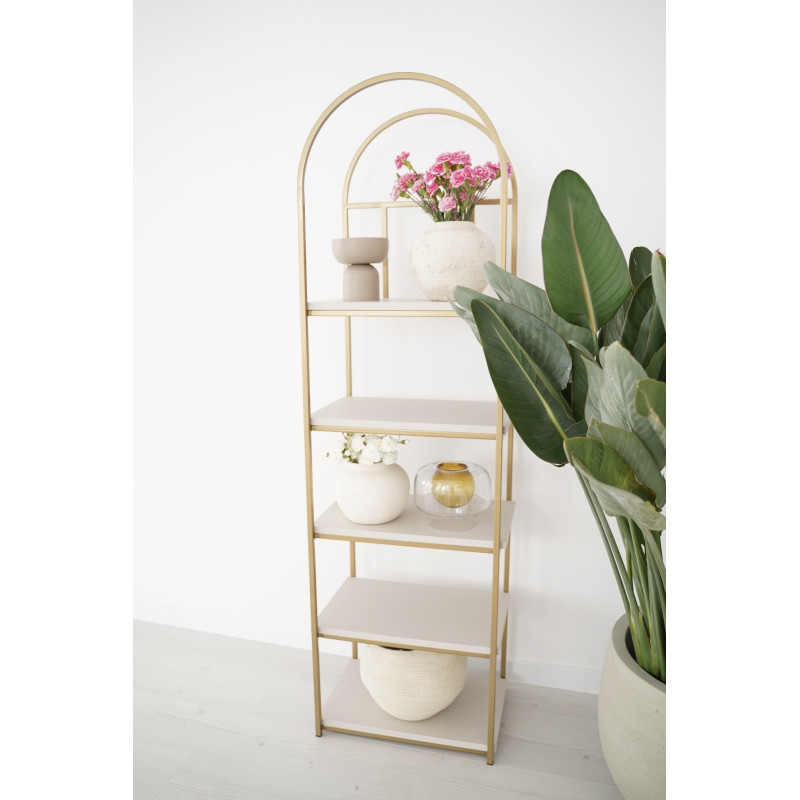 Złoty regał z kaszmirowymi półkami - SYNTHIA