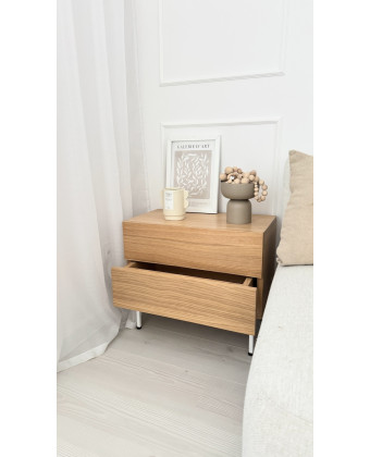 ERYN - dębowa szafka nocna z szufladami 1. szt natychmiastowa wysyłka
