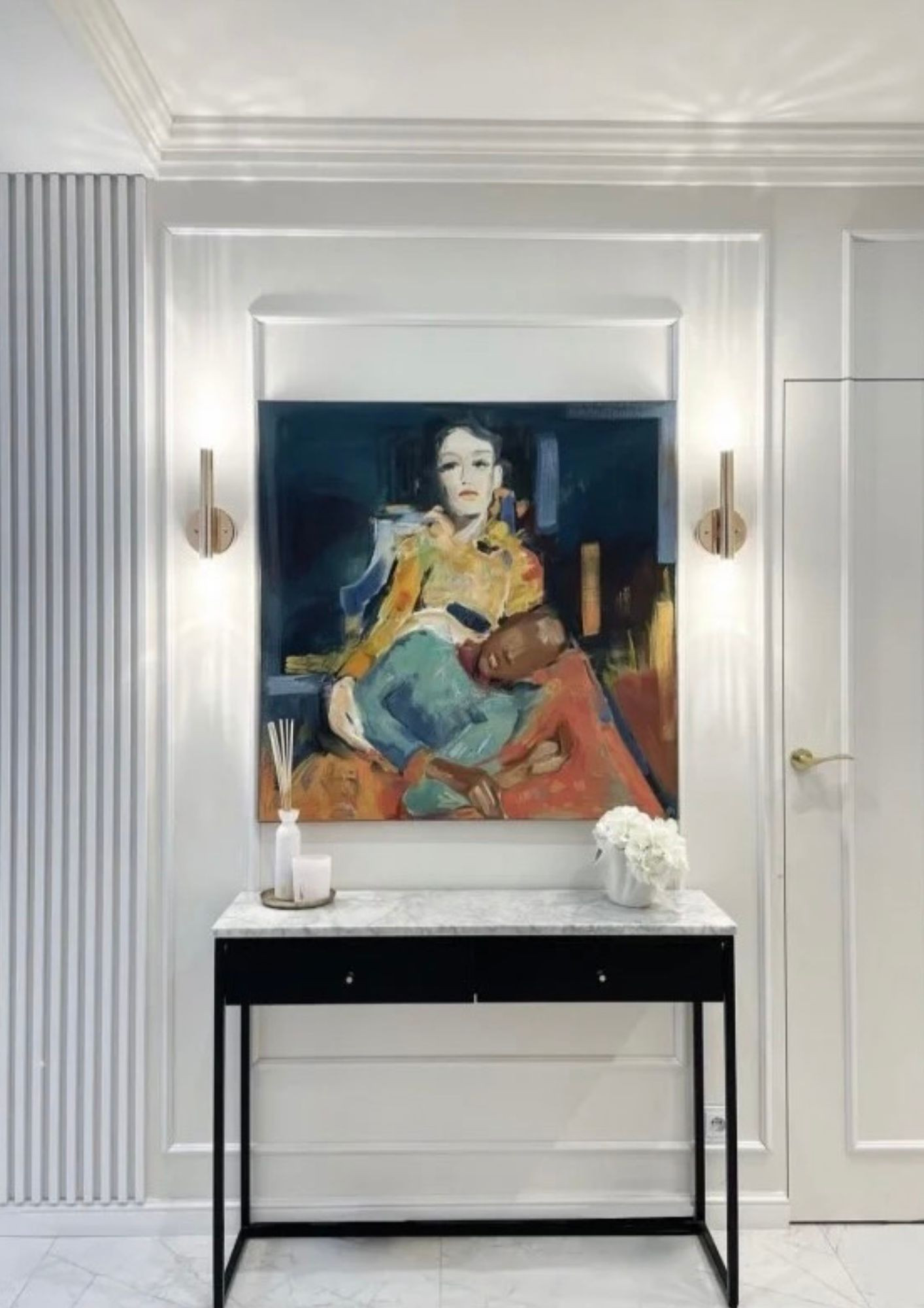 Konsola wolnostojąca z szufladami – nowoczesna konsola do przedpokoju na metalowych nogach Konsola wolnostojąca z szufladami – nowoczesna konsola do przedpokoju na metalowych nogach