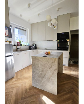 Cashmere Kitchen with an Island - Custom-Made Kitchen in Leszno