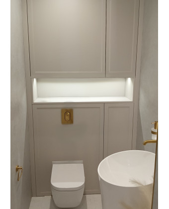 Modern cabinet above the toilet—order custom-made