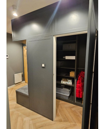 Hallway closet with a hidden wardrobe