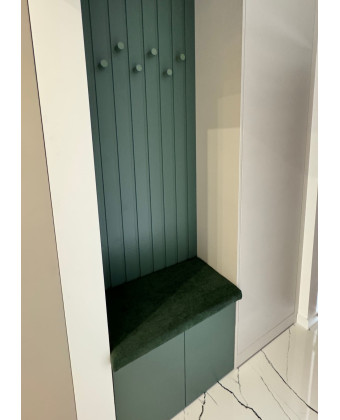 Shoe cabinet with an upholstered seat and panels - custom-made furniture in Leszno