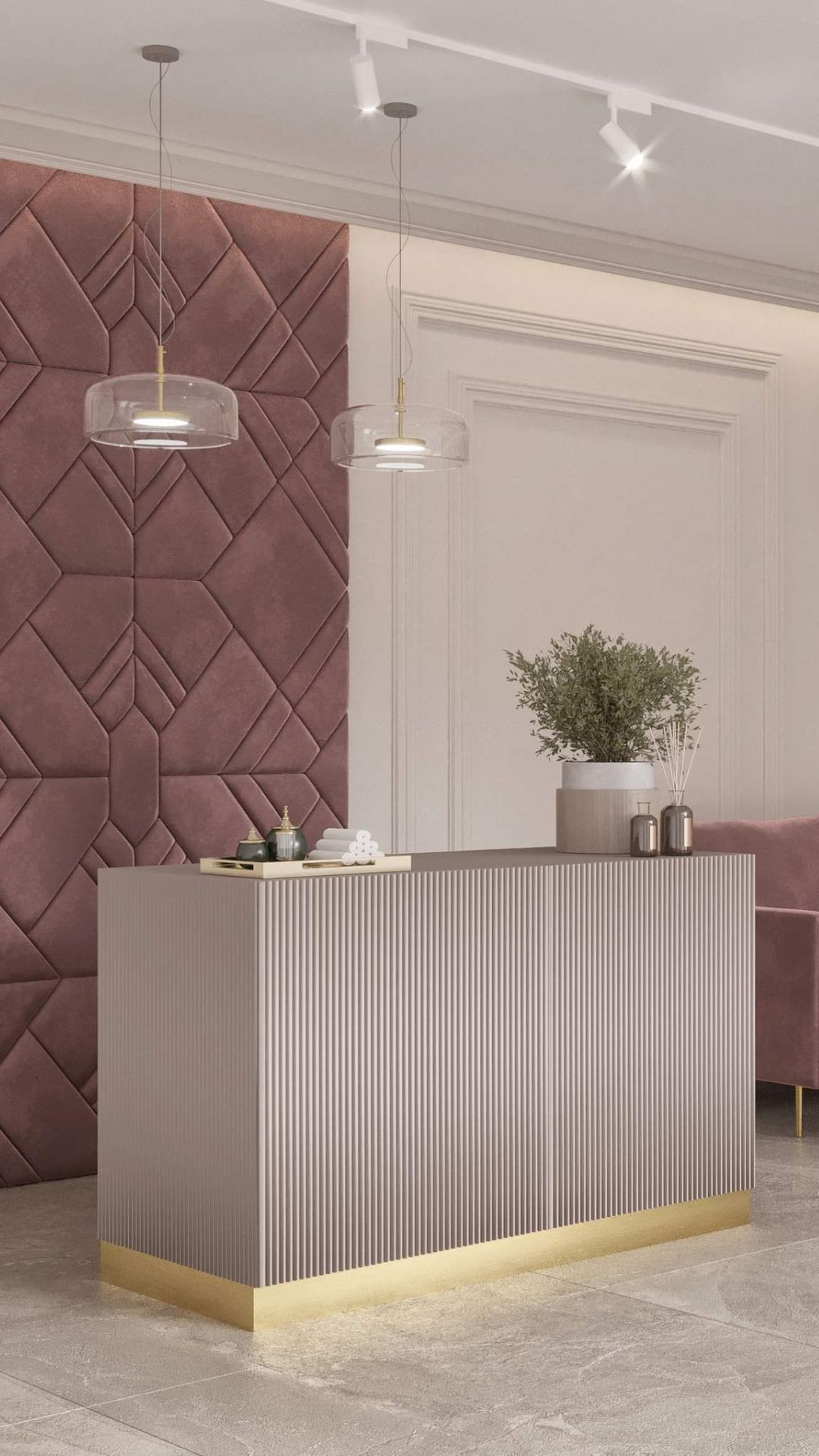 Lada recepcyjna ryflowana – recepcja do salonu beauty i barberskiego Lada recepcyjna ryflowana – recepcja do salonu beauty i barberskiego