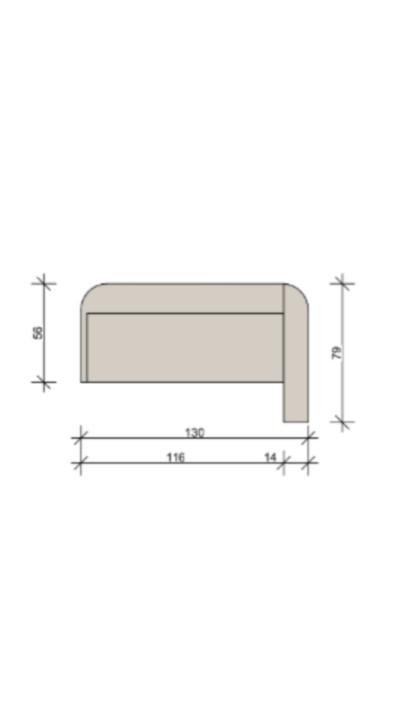 A rounded reception desk with a grooved front—modern and elegant