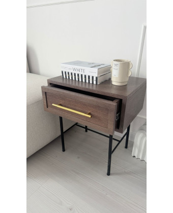 AZIZA Nightstand – Elegant Design with a Drawer and a Gold Handle