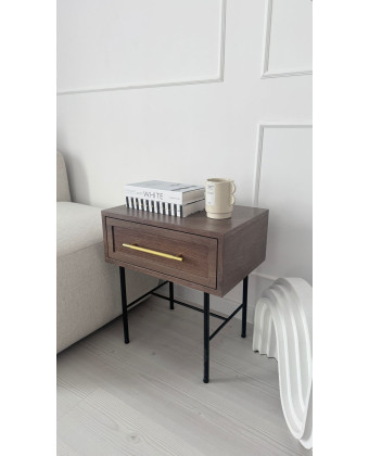 AZIZA Nightstand – Elegant Design with a Drawer and a Gold Handle