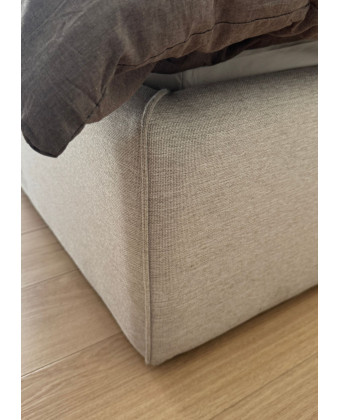 Beige Upholstered Bed with Upholstered Panels