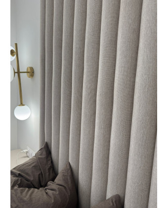 Beige Upholstered Bed with Upholstered Panels