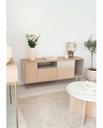 NOVA TV Cabinet, 160 cm wide, with shelves and drawers