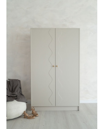 Cashmere wardrobe with milled MDF fronts, an elegant modern classic-style bedroom wardrobe