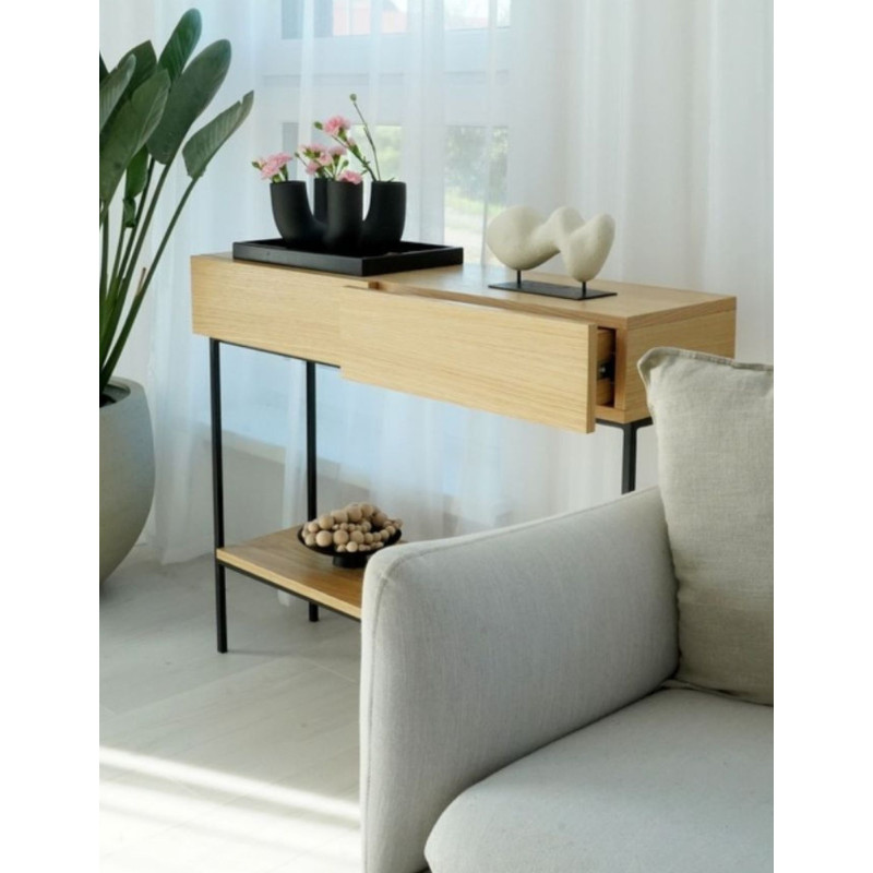 Konsola EMILY nowoczesna wąska konsola z szufladami i półką Papierówka meble