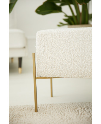 Puf BROOKE BOUCLE GOLD z boucle i złotą podstawą | Elegancja i wygoda