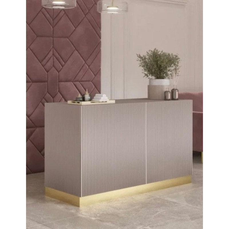 Ryflowana lada recepcyjna do salonu beauty – nowoczesna recepcja kosmetyczna w eleganckim stylu. Ryflowana lada recepcyjna do salonu beauty – nowoczesna recepcja kosmetyczna w eleganckim stylu.