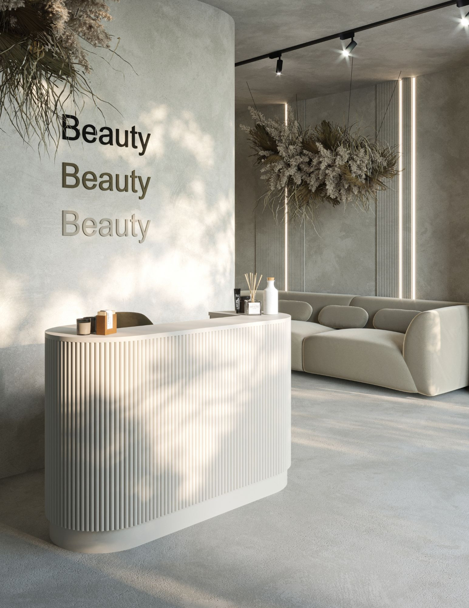 Lada recepcyjna SALEM – nowoczesna ryflowana recepcja do salonu beauty Lada recepcyjna SALEM – nowoczesna ryflowana recepcja do salonu beauty