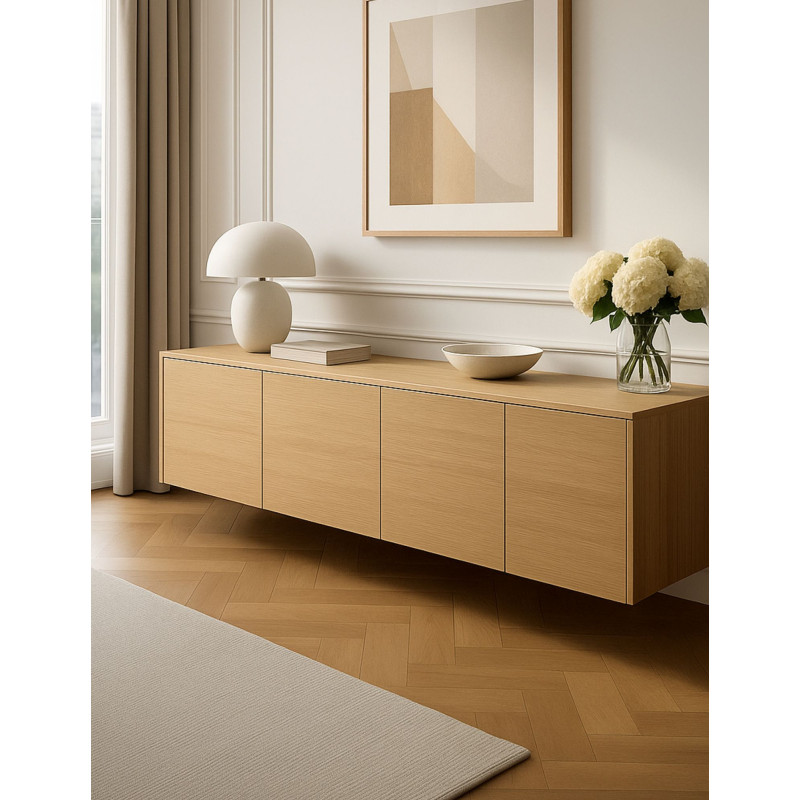 Tammy - wisząca szafka telewizyjna do salonu z forniru dębowego