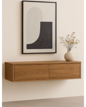 Nowoczesna szafka wisząca 122×40×25 z forniru dębowego | Minimalistyczna, lekka, elegancka