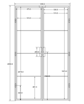 Podwójne drzwi loftowe ze szprosami i czarną ramą