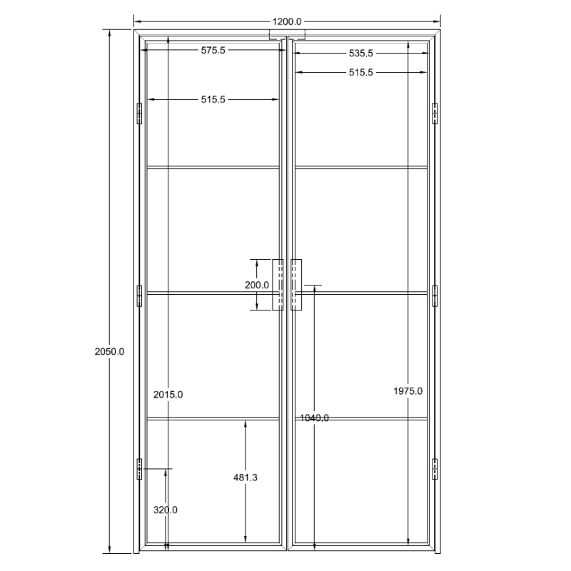 Drzwi loftowe podwójne ze szprosami | Przeszklone drzwi industrialne