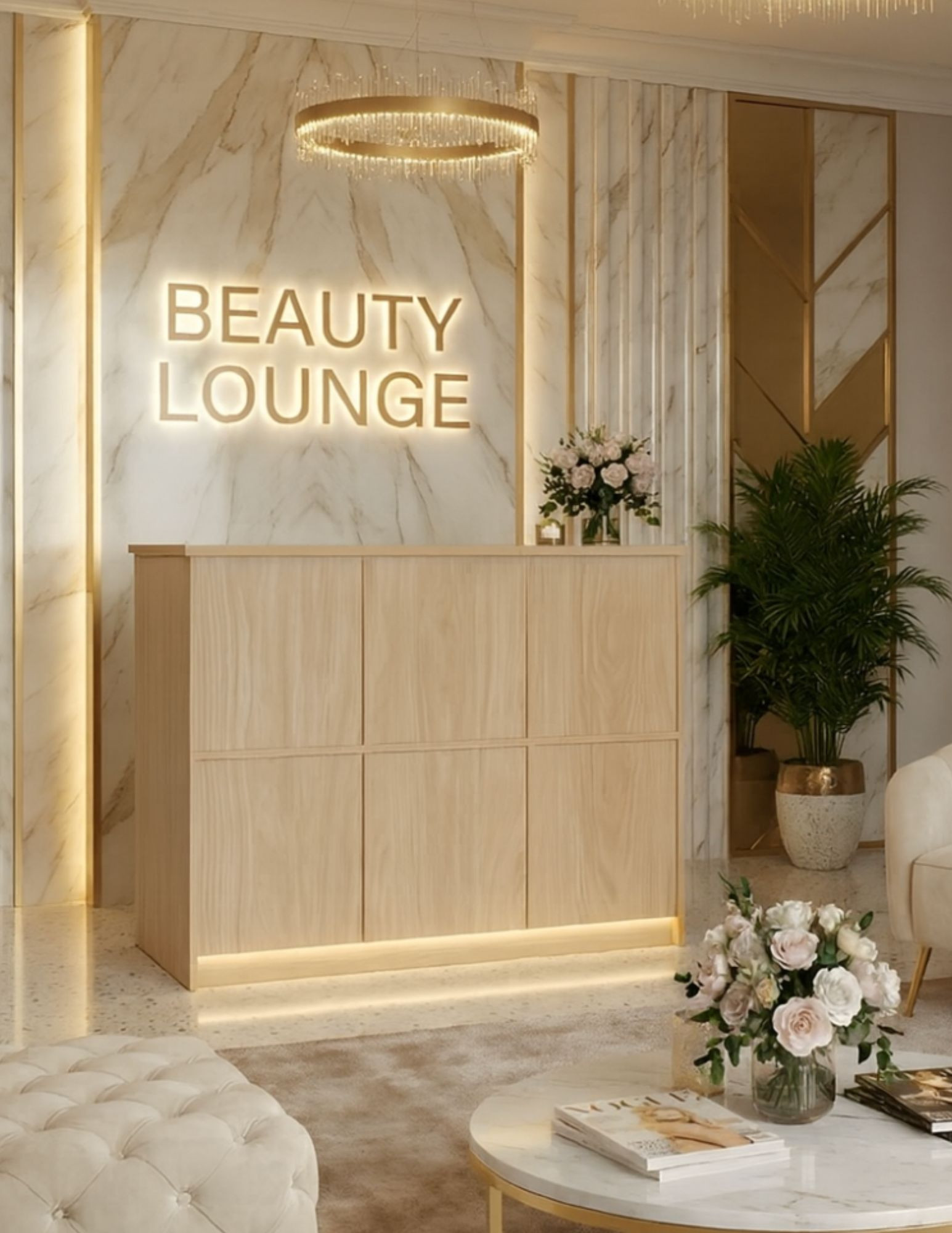 Minimalistyczna recepcja do salonu beauty SALEM Minimalistyczna recepcja do salonu beauty SALEM