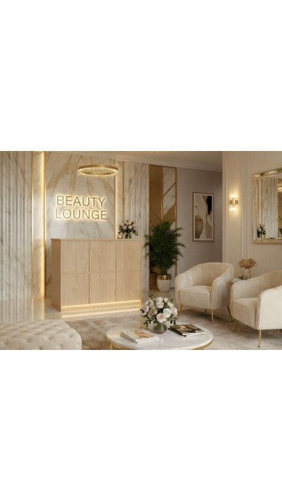 Recepcja – lada recepcyjna do salonu beauty i kosmetycznego Recepcja – lada recepcyjna do salonu beauty i kosmetycznego