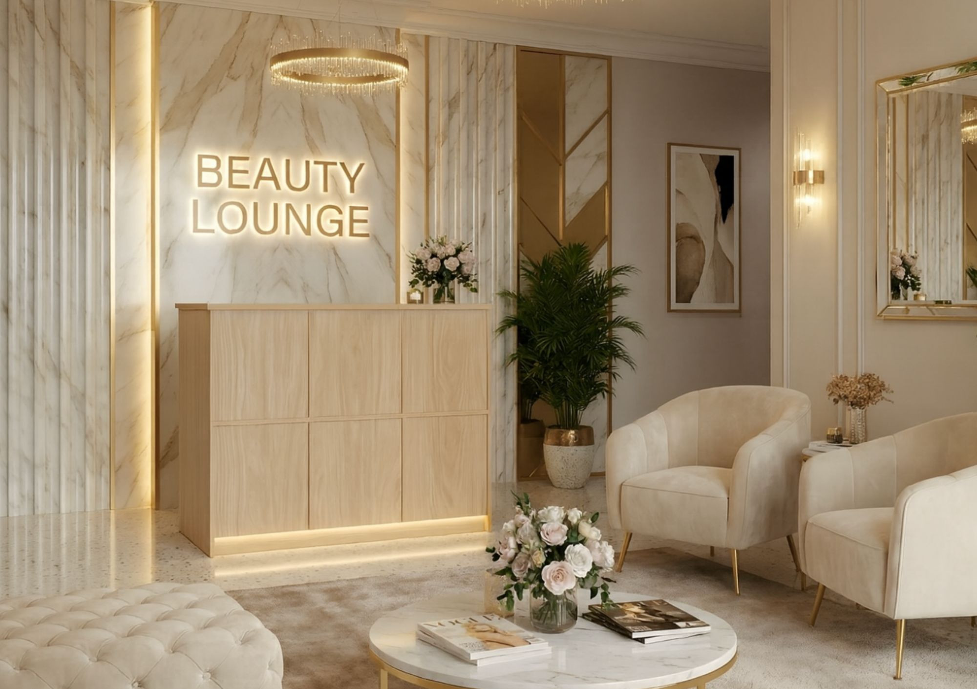 Recepcja – lada recepcyjna do salonu beauty i kosmetycznego Recepcja – lada recepcyjna do salonu beauty i kosmetycznego