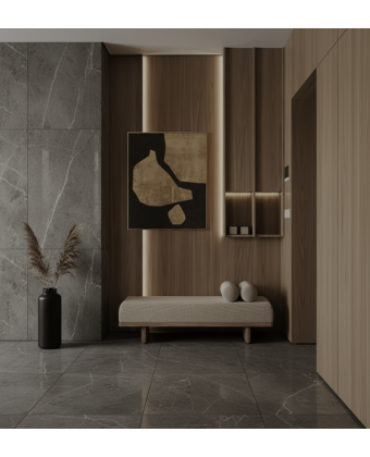 Minimalistyczne siedzisko tapicerowane na nóżkach