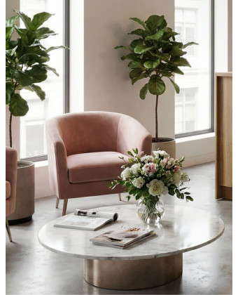 Okrągły stolik kawowy z marmurowym blatem do nowoczesnego salonu