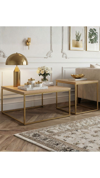 Zestaw stolików kawowych 60x60x57 i 41x41x48 – nowoczesne stoliki do salonu Zestaw stolików kawowych 60x60x57 i 41x41x48 – nowoczesne stoliki do salonu