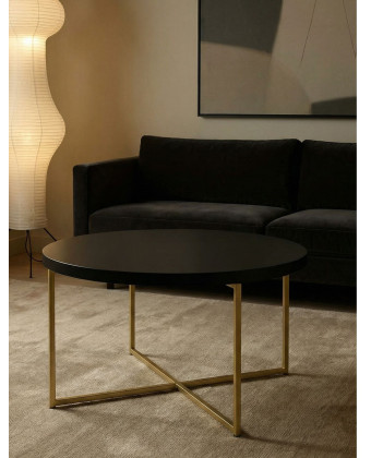 Okrągły stolik z czarnym fornirowanym blatem – nowoczesny i stylowy