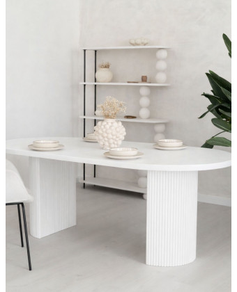 Okrągły stół rozkładany biały – fornir dębowy | średnica 110–210 cm