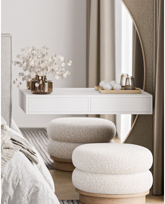 Konsola wisząca z szufladami – nowoczesna biała konsola do salonu lub sypialni