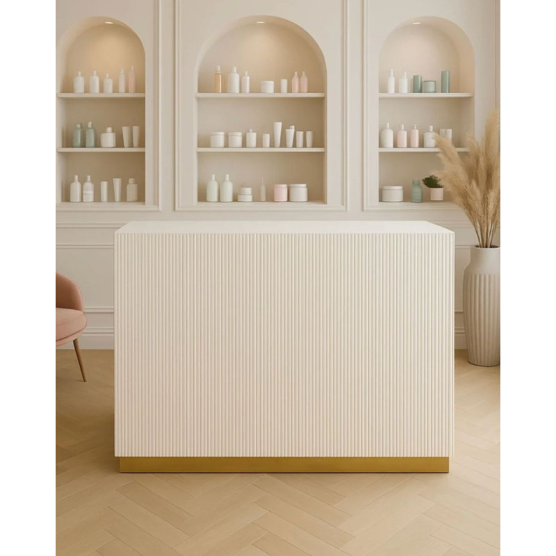 Recepcja beauty ryflowana, recepcja biała lamele