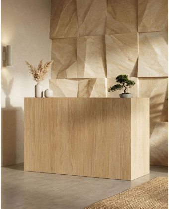 recepcja LUSH drewniana lada recepcyjna do salonu beauty nowoczesna recepcja kosmetyczna