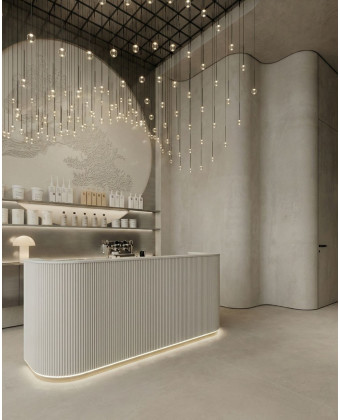 recepcja AMELIA ryflowana recepcja do salonu beauty nowoczesna lada recepcyjna premium z LED