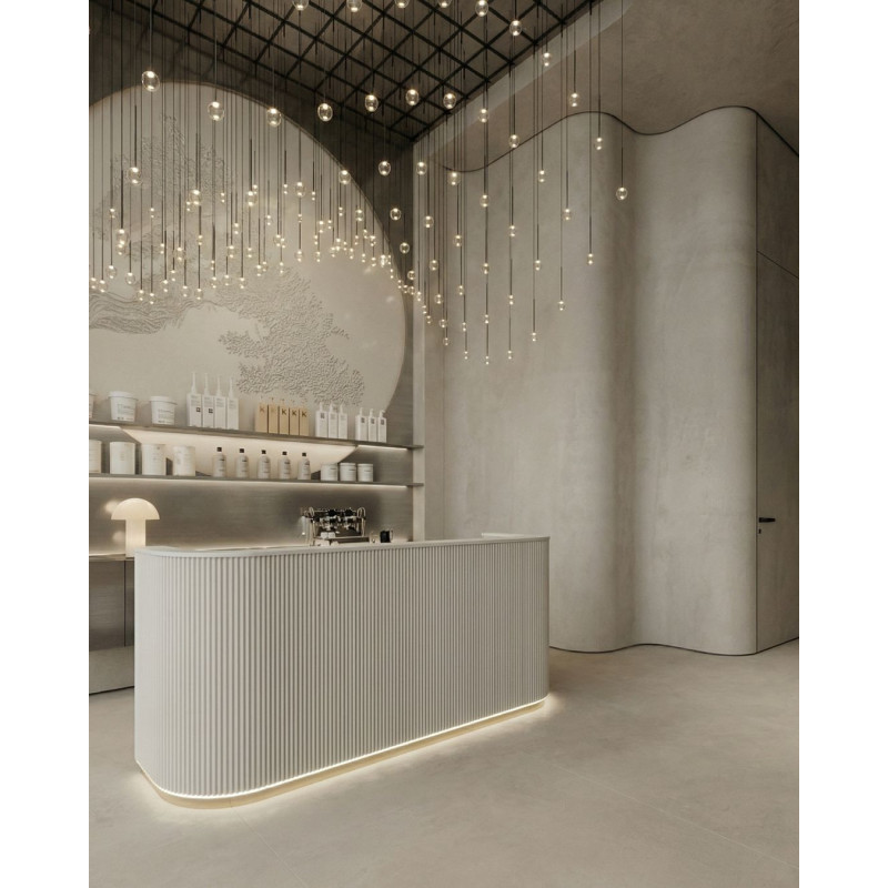 recepcja AMELIA ryflowana recepcja do salonu beauty nowoczesna lada recepcyjna premium z LED