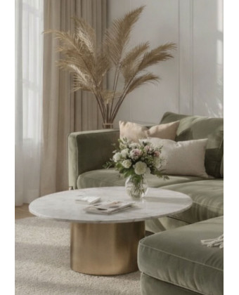 Stolik kawowy glamour z kamiennym blatem do salonu