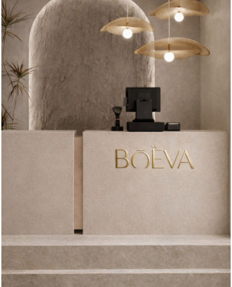Modern, large reception desk