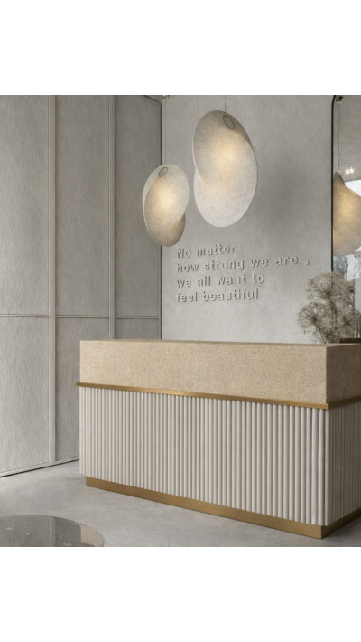 RICH Reception Desk – Grooved Counter for Beauty Salons and Hair Salons | Papierówka RICH Reception Desk – Grooved Counter for Beauty Salons and Hair Salons | Papierówka