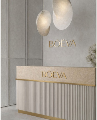 RICH Reception Desk – Grooved Counter for Beauty Salons and Hair Salons | Papierówka RICH Reception Desk – Grooved Counter for Beauty Salons and Hair Salons | Papierówka