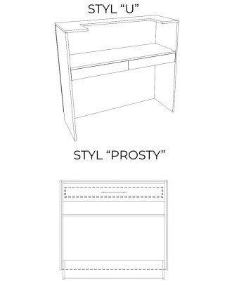 Recepcja RAYS – nowoczesna lada do salonu beauty w jasnym kamiennym wykończeniu