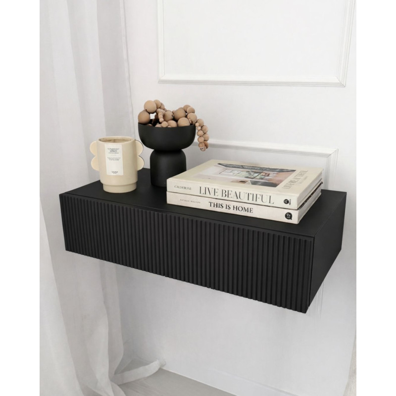 czarny stolik nocny Kendra nowoczesna szafka nocna - PAPIERÓWKA MEBLE czarny stolik nocny Kendra nowoczesna szafka nocna - PAPIERÓWKA MEBLE