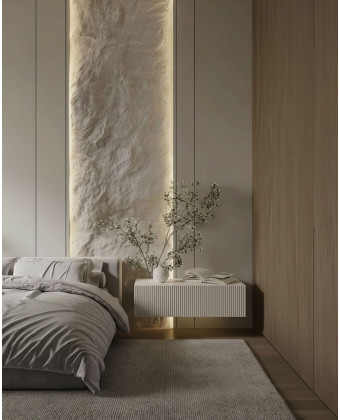 szafka nocna czarna Kendra wisząca ryflowany front - PAPIERÓWKA MEBLE szafka nocna czarna Kendra wisząca ryflowany front - PAPIERÓWKA MEBLE