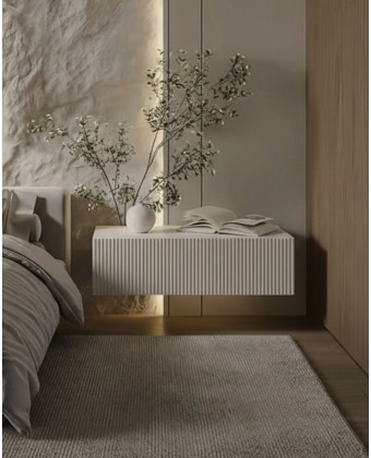 szafka nocna czarna Kendra wisząca ryflowany front - PAPIERÓWKA MEBLE szafka nocna czarna Kendra wisząca ryflowany front - PAPIERÓWKA MEBLE