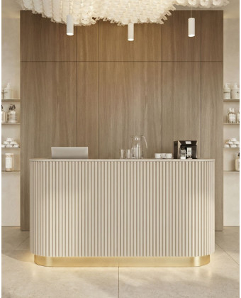 SALEM Reception Desk – a modern, grooved reception desk for a beauty salon
