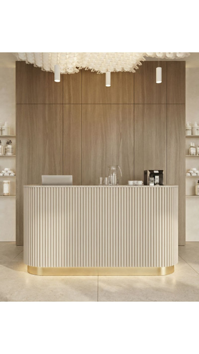Lada recepcyjna SALEM – nowoczesna ryflowana recepcja do salonu beauty Lada recepcyjna SALEM – nowoczesna ryflowana recepcja do salonu beauty